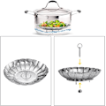 Miniatyrbillede 5 af 5: Madkvalitets rustfrit stål dampkurv, Foldbar, sammentrækkelig Silver 27cm