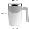 Miniatyrbillede 4 af 5: Genopladelig selvrørende krus, selvrørende kaffekrus automatisk magnetisk omrøring kaffekrus selvblandende kaffekrus roterende White