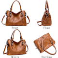 Miniatyrbillede 2 af 5: Dametasker Bløde Læder Retro Vintage Designer Top-Håndtag Casual Lomme Dame Tote Skuldertasker Brun
