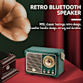Pikkukuva 4 / 5: Retro Langaton Bluetooth-kaiutin - Kannettava Vintage Latautuva Mini-kaiutin Tehokkaalla Äänellä, USB/TF-kortti/AUX-tuki - Vihreä