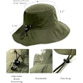 Miniatyrbilde 5 av 5: Vanntett Solhatt UPF 50+ Bøttehatt UV-beskyttelse Sammenleggbar med Skygge Boonie for Kvinner Menn Sommer Lettvekt Vandring Utendørs Caps Dark green
