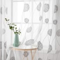 Miniatyrbillede 2 af 5: Gardiner Gennemsigtig Voile Blomsterbroderi Øjet Gardiner Transparent Gardin 2 Stk Øjet Gardin Gardinpar Vinduesgardin Til Stue Soveværelse Gray 140*145cm