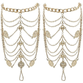 Miniatyrbillede 1 af 5: Ankelkæder, Boho Vintage Ankelarmbånd til Kvinder Gyldent Mønt Velsignelse Symbol Strand Ankelkæde Tassel Fodkæder 2 stk