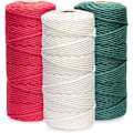 Miniatyrbild 1 av 5: 3 Rullar Macrame-snöre 3mmx100m, DIY-Snöre i Bomull för Väggbonader, Växtupphängningar, Hantverk, Stickning, Dekorativa Projekt Beige + rose red + dark green