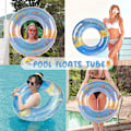 Miniatyrbild 5 av 5: Transparent Regnbåge Glitter Paljetter Badring Uppblåsbar Hållbar Flytande Gummitub Pool Strand Sommarfest För Barn Vuxna