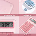 Miniatyrbillede 5 af 5: Kontorregnemaskine, 12-cifret stort LCD-display solbatteri standard skrivebordsregnemaskine til skole og kontor Pink