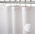 Våfflad duschdraperi, med duschdraperiringar tyg badkar draperi set White 1.8*1.8m
