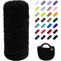 Miniatyrbillede 1 af 5: 400g Elastisk Stof Garn til Strikning af T-shirt, Tykt Hæklegarn, til Hækling af Tasker/Kurve/Tæpper, DIY Håndværk black