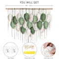 Miniatyrbild 3 av 5: Macrame Väggbonad Stor Gobeläng Vävd Väggbonad Boho Macrame Blad Väggdekoration Fjäder Chic Vävd Konst White-light green-dark green