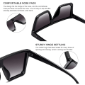 Miniatyrbillede 3 af 4: Oversize Firkantede Solbriller Mode Siamese Linse Stil Flad Top Shield Shades Unisex B