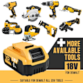 Miniatyrbillede 2 af 5: 18V 6AH erstatningsbatteri til dewalt DCB184 DCB182 DCB180 DCB200 DCB184 batteri til elværktøj