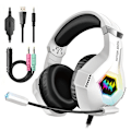 Pikkukuva 1 / 5: Peliheadset PS5 PS4 PC:lle, Over-Ear -kuulokkeet Surround-äänellä ja RGB-valolla Xbox Switch Mac -kannettavalle, valkoinen