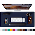 Miniatyrbillede 1 af 5: Læder skriveunderlag beskytter, skridsikkert PU læder skriveunderlag, bærbar computer skriveunderlag, vandtæt skriveunderlag til kontor og hjem Dark Blue 31.5" x 15.7"