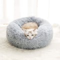 Miniatyrbilde 3 av 5: Mini Medium Sized Hund Katt Seng Selvoppvarming Høst Vinter Innendørs Snooze Sove Koselig Kitty Teddy Kennel Light Grey 23.6”Dx7.9 H