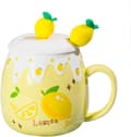 Keramisk Mugg Citron Kaffekopp Vattenkopp med Lock och Sked