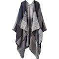 Miniatyrbillede 1 af 5: Dame Farveblok Shawl Wrap Åben Front Poncho Kappe