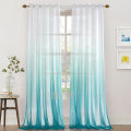 Pikkukuva 1 / 5: Läpinäkyvät verhot voile verhot silmukoilla värigradientti koristeellinen verho ikkunaverho makuuhuoneeseen ja olohuoneeseen, 2 kpl Blue 132cm*214cm