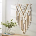 Pikkukuva 2 / 5: Makrame-seinävaate Boho Geometrinen Kudottu Tapetti Beige & Keltainen Puuvilla Käsintehty Bohemian Taidekoriste