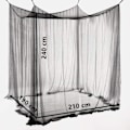 Miniatyrbillede 3 af 5: Dobbelt myggenet sort 4-stolpeseng baldakin dekorativt prinsesse firkantet myggenet stort til camping 188H x 208L x 239W cm Black
