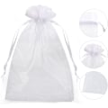 Miniatyrbilde 3 av 5: 50 stk hvite organzaposer, 20*30 cm store gaveposer, for gjennomsiktig julegodteri gavepose, smykkegavepose bryllupsgaver dåp