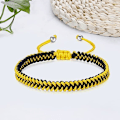 Miniatyrbild 2 av 5: Flätad rep armband dam herr, flickor pojkar födelsedag vänskap par presenter handgjorda smycken Yellow-black