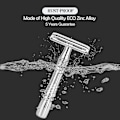 Miniatyrbillede 4 af 5: Double Edge Safety Razor Rustfri Genanvendelig Manuel Rustfri DE Vådbarbering til Mænd Kvinder med Spejl Rejseetui sølv
