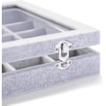 Miniatyrbillede 5 af 5: 30 Rum Fløjl Glas Smykker Ring Armbånd Display Organizer Etui Holder Øreringe Opbevaringsboks
