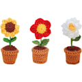 Miniatyrbillede 1 af 5: 3 stk. håndstrikkede blomsterpotter, færdige, håndlavede hæklede blomsterpotter, hæklede potteplanter, hæklet solsikkeblomstkurv style 1