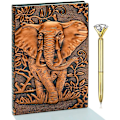 Miniatyrbillede 1 af 7: Elefant Journal, Læder Skrive Journal Notebook, A5 Linjeret Journal, 200 Sider, Rejsedagbog & Notesbøger til at skrive i, Gave til mænd & kvinder Elephant(Red Bronze) 8.4x5.7In