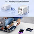 Miniatyrbild 5 av 5: 50W USB C-kontakt Snabbladdning 6-Port Multi USB-laddare Snabbladdningskontakt