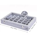 Miniatyrbillede 4 af 5: 30 Rum Fløjl Glas Smykker Ring Armbånd Display Organizer Etui Holder Øreringe Opbevaringsboks