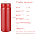 Miniatyrbilde 2 av 5: Liten Flaske, Søt Vannflaske, Vakuumisolert Flaske for Varm og Kald Drikke, Holder 12 timer Varm og 6 timer Kald (Rød, 200ml)