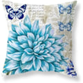 Miniatyrbild 4 av 5: Prydnadskuddar Överdrag 45 x 45 cm Blå Blommig Fjäril Kuddfodral 45 x 45 cm Mjuk Polyester Fyrkantig Prydnadskudde Fodral Set med 4