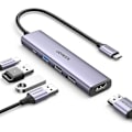 Pikkukuva 1 / 4: USB C -keskitin, 5-in-1 USB-C -moniporttisovitin 100 W PD:llä, 4K HDMI, 3 USB-A-dataporttia M1/M2 MacBook Airille, iPhone 15 Pro/Pro Maxille