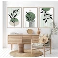 Miniatyrbild 4 av 5: Mid Century Modern Väggkonst Set om 3 Salviagrön Canvas Väggkonst Boho Prints Grön Väggdekor, för Vardagsrum Sovrum