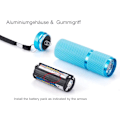 Pikkukuva 3 / 4: 4 kpl Mini taskulamppu, LED-taskulamppu, Lasten taskulamppu fluoresoivalla kahvalla retkeilyyn, lukemiseen, kävelyyn, vaellukseen, työskentelyyn, sisältää 12 paristoa