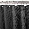 Pikkukuva 1 / 5: Waffle-kuvioinen suihkuverho, suihkuverhon renkaat ja kylpyammeen verhosetti Black 1.2*2m