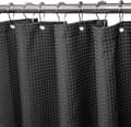 Våfflad duschdraperi, med duschdraperiringar tyg badkar draperi set Black 1.2*1.8m