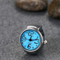 Miniatyrbillede 2 af 5: Fingerur Creative Elastisk Rundt Kvarts Finger Ring Ur, til Valentinsdag unisex blue