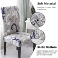Pikkukuva 2 / 4: Ruokailuhuoneen tuolinpäälliset, irrotettavat ja pestävät tuolin suojukset, 4 tai 6 kappaleen sarja grey Blue White Leaves 4pcs