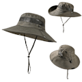 Miniatyrbillede 1 af 5: Dame Solhat Udendørs Sommer Vandring Hat Damer Beskyttelses Cap, Foldbar Army Green 56-60cm