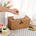 Miniatyrbillede 4 af 5: Rektangulær Tissue Box, Reed Woven Box Dispenser, Tissue Dispensere til Hjem Hotel Kontor Bil Badeværelse