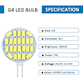 Miniatyrbild 3 av 5: G4 LED-lampa 3W, AC/DC12-24V, 300LM kallvitt 6000K, 24x5730 SMD, motsvarande 30w halogenlampa, icke-dimmbar, rund G4 LED-lampa, infälld belysning, 6 st