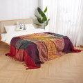 Miniatyrbillede 3 af 5: Bohemian tæpper Chenille Jacquard kvaster blød stolbetræk til seng sofa dekorative tæpper (rød, 60x75 tommer)