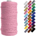 Miniatyrbild 1 av 5: Macramé-snöre, Bomullsrep, för Väggbonader, Växtupphängningar, DIY-hantverk, Heminredning, Presentinslagning 3mmx100m secret pink