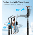 Miniatyrbillede 2 af 5: 67\" Selfie Stick Stativ, 360° Roterende Mobiltelefon Stativ, Udvidbar Alt-i-Én Aluminium Stativ med Trådløs Fjernbetjening