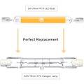 Miniatyrbillede 4 af 4: 5W R7S 78MM J78 COB Filament LED-pære, 500 Lumen 360 grader, Halogenpære 30W 48W 50W ækvivalent, til hjem, værelse, balkon, osv. 2 stk., varm hvid 2700K