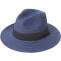 Miniatyrbilde 1 av 5: Bredbremmet Panama-hatt i strå for kvinner, rullbar, med beltespenne, Fedora-stil, strandhatt for kvinner, UPF50+ Blue