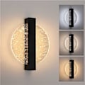 Miniatyrbillede 2 af 5: 6W dæmpbar LED væglampe, indendørs aluminium væglampe, LED væglampe til sengen, sort rund akryl væglampe til stue, trappe, 3000K-6500K
