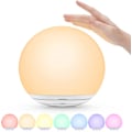 Miniatyrbillede 1 af 5: LED Natlampe, Natlampe til Børn, USB Genopladelig Bordlampe med Dæmpning, 7 Farver, Touch Kontrol, 0.5/1 times Timer